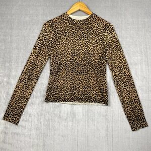 J Crew Womens Sweater Size XS Merino Wool Leopard Print Preppy Mob Wife Boho Chi